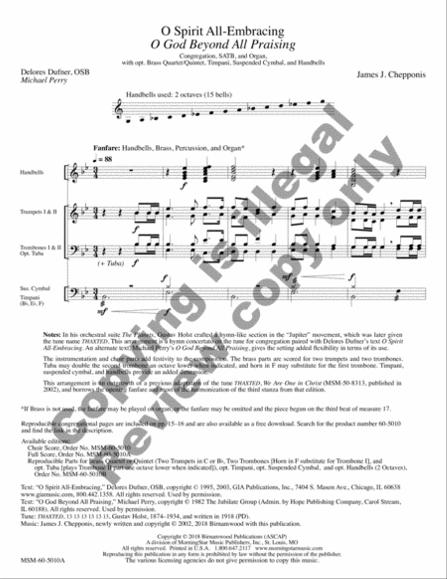 O Spirit All-Embracing (Full Score) Choir scores gallery preview page 11