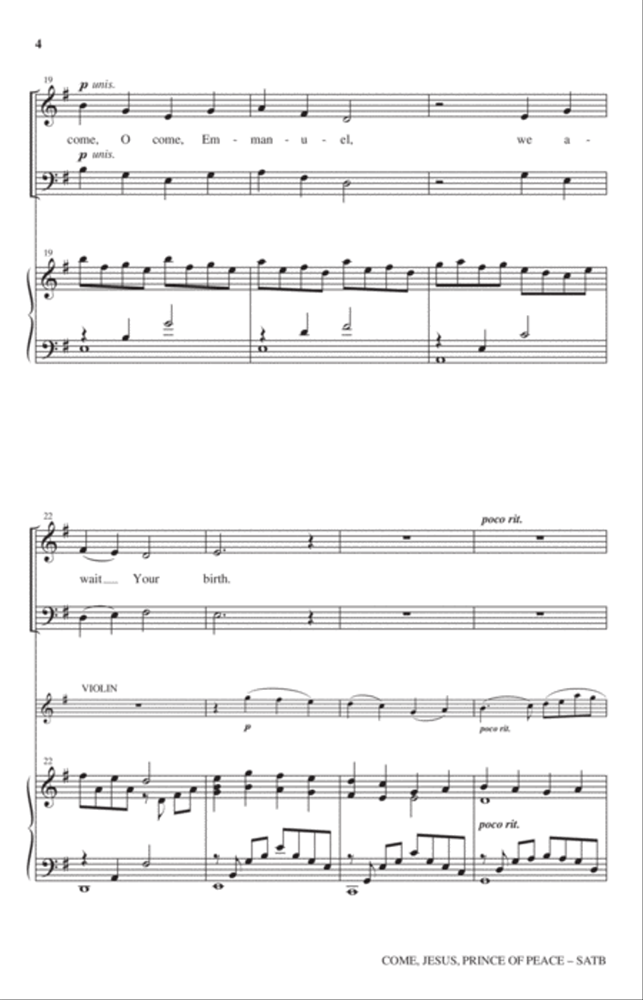 Come, Jesus, Prince Of Peace 4-Part scores gallery preview page 3