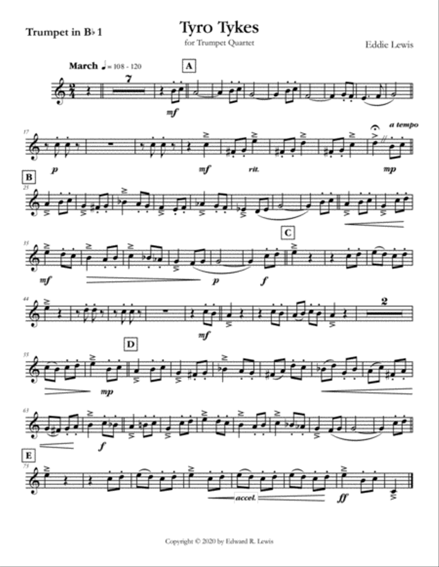 Tyro Tykes Easy Trumpet Quartet by Eddie Lewis Brass Ensemble scores gallery preview page 2