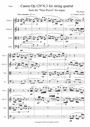 Canon Op.129 N.3 for string quartet