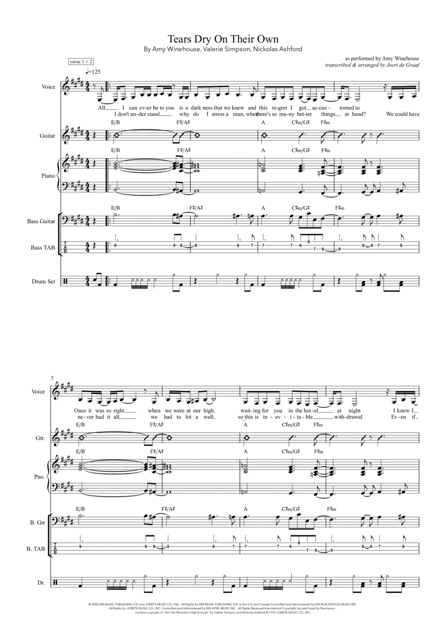 Tears Dry On Their Own Voice scores gallery preview page 1