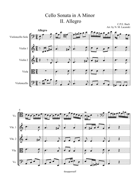 Sonata in A Minor for Cello and String Quartet II. Allegro