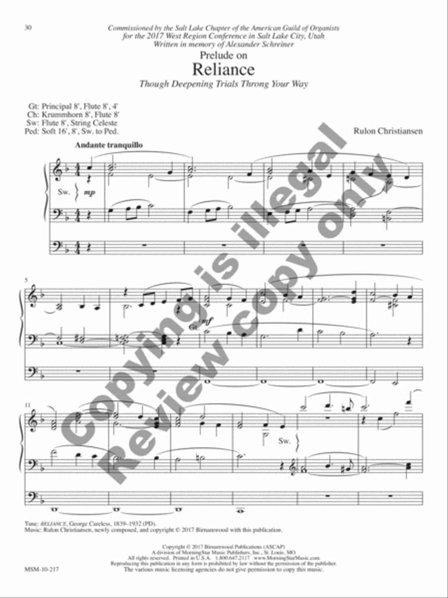 Reflections: Nine Hymn Arrangements Celebrating 150 Years of Organ Music in Salt Lake City Organ scores gallery preview page 10