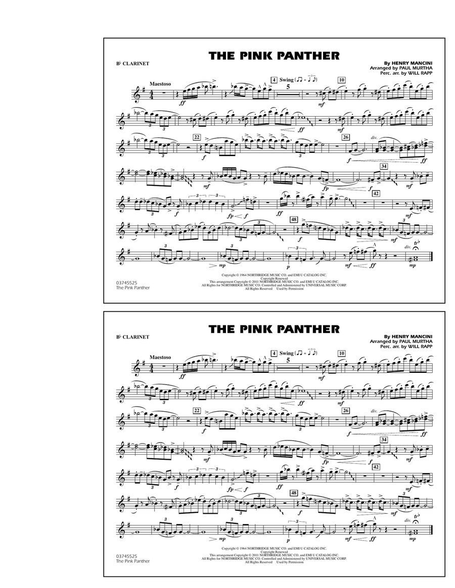 The Pink Panther - Bb Clarinet Marching Band scores gallery preview page 1