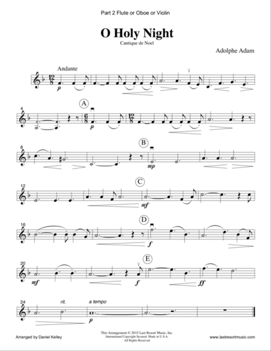 O Holy Night for String Trio (2 Violins & Cello) Set of 3 Parts Small Ensemble scores gallery preview page 3