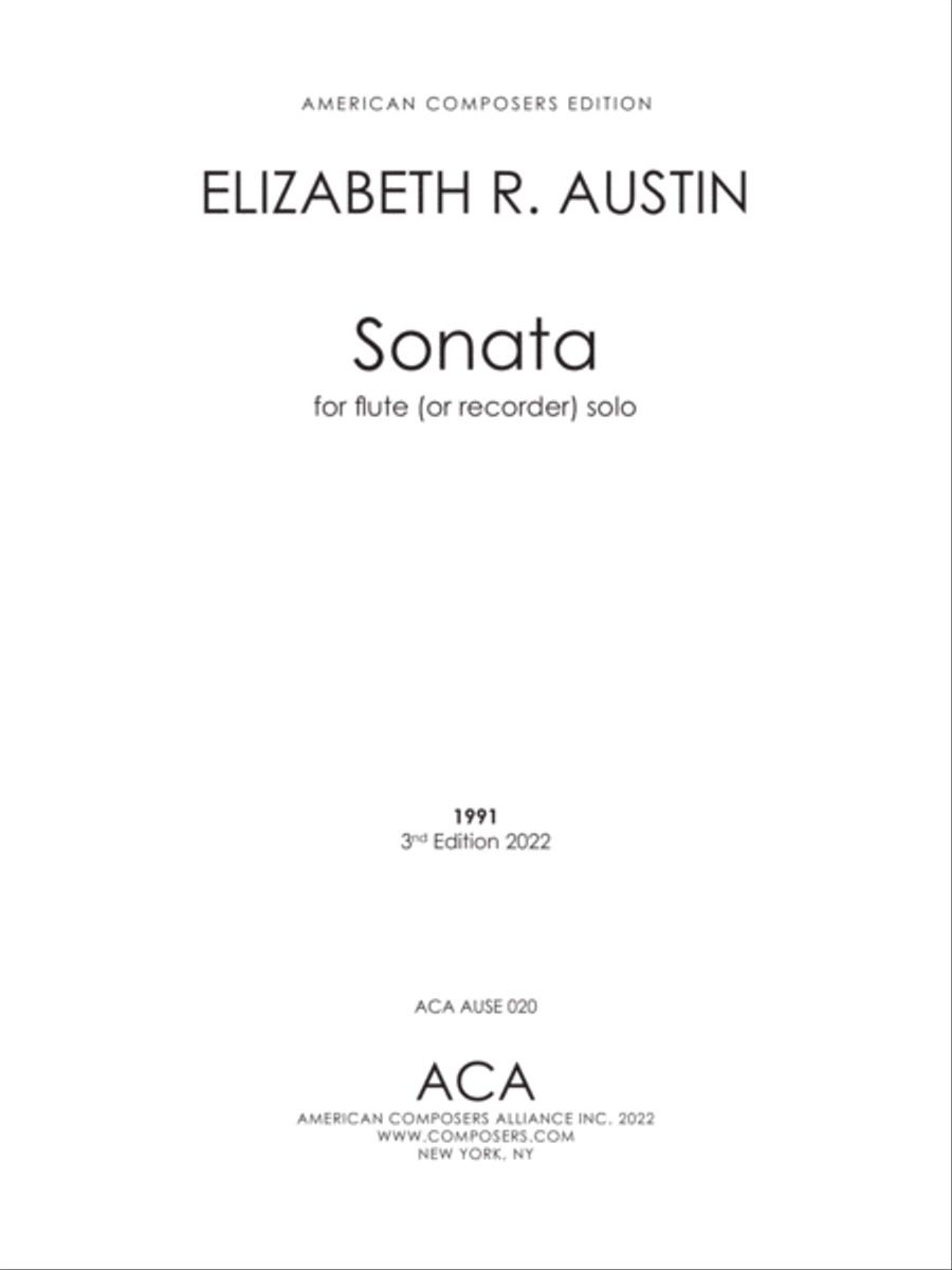 [Austin] Sonata for Flute or Soprano Recorder