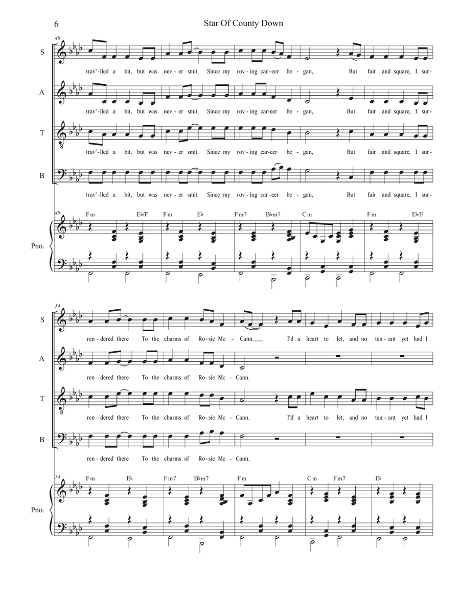 Star Of County Down (SATB) 4-Part scores gallery preview page 6