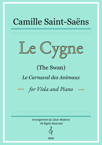 The Swan (Le Cygne) by Saint-Saens - Viola and Piano (Individual Parts) image number null