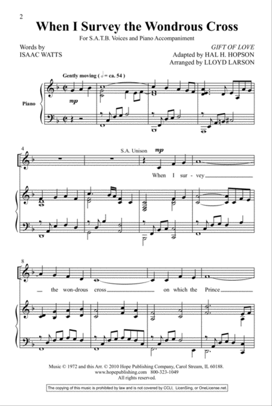 When I Survey the Wondrous Cross 4-Part scores gallery preview page 2