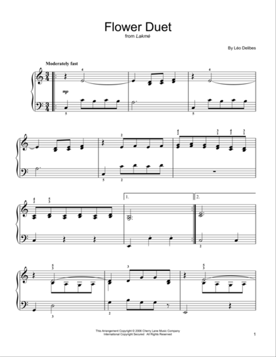 Flower Duet Easy Piano scores gallery preview page 1