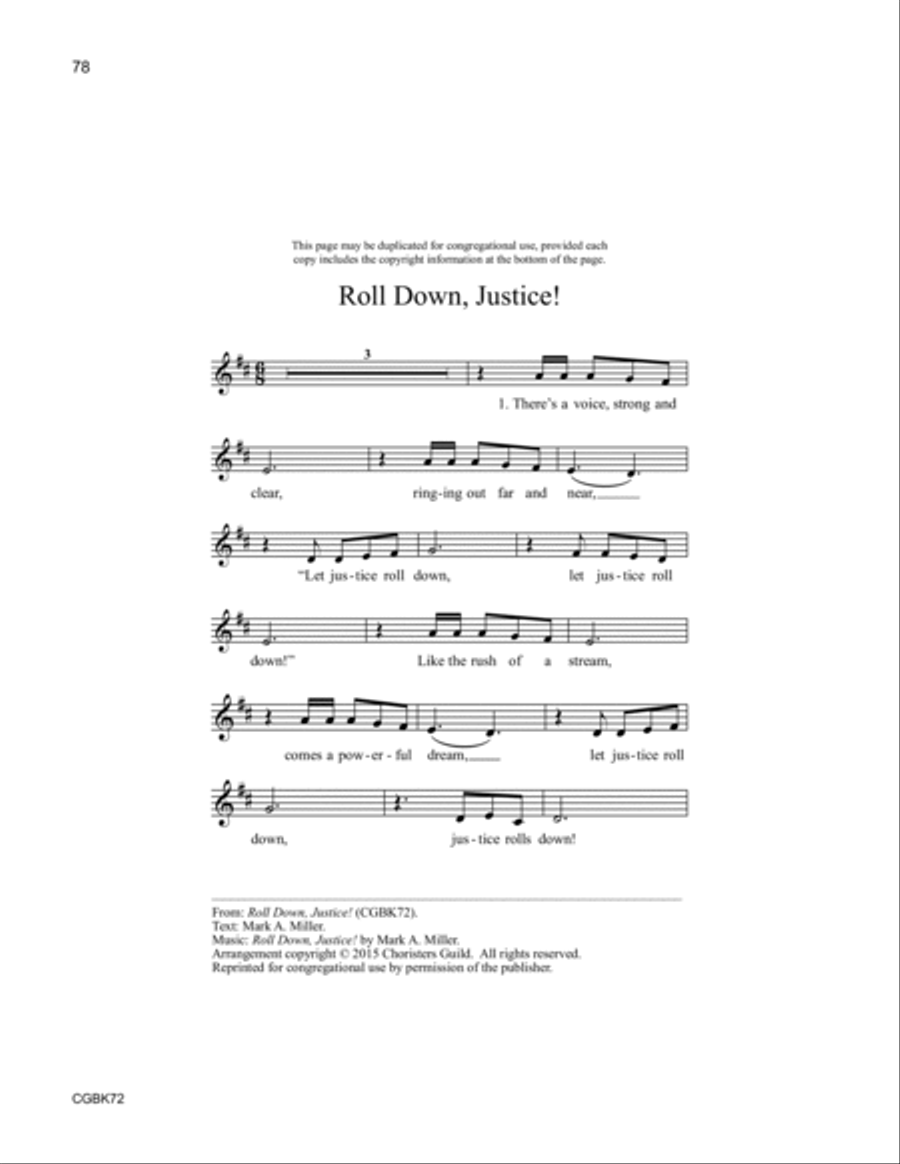 Roll Down, Justice!: Sacred Songs and Social Justice Unison Choir scores gallery preview page 14
