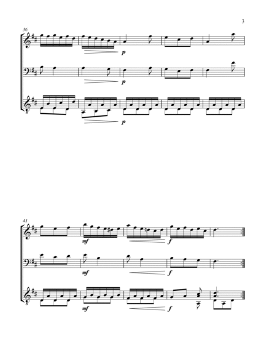 La Gaillarde (Flute, Cello and Guitar) - Score and Parts Small Ensemble scores gallery preview page 3