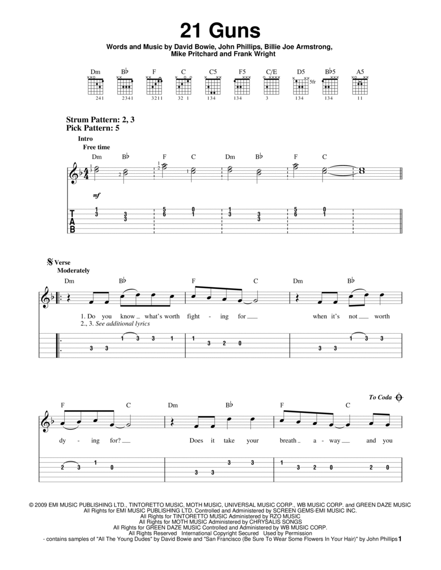 21 Guns Acoustic Guitar scores gallery preview page 1