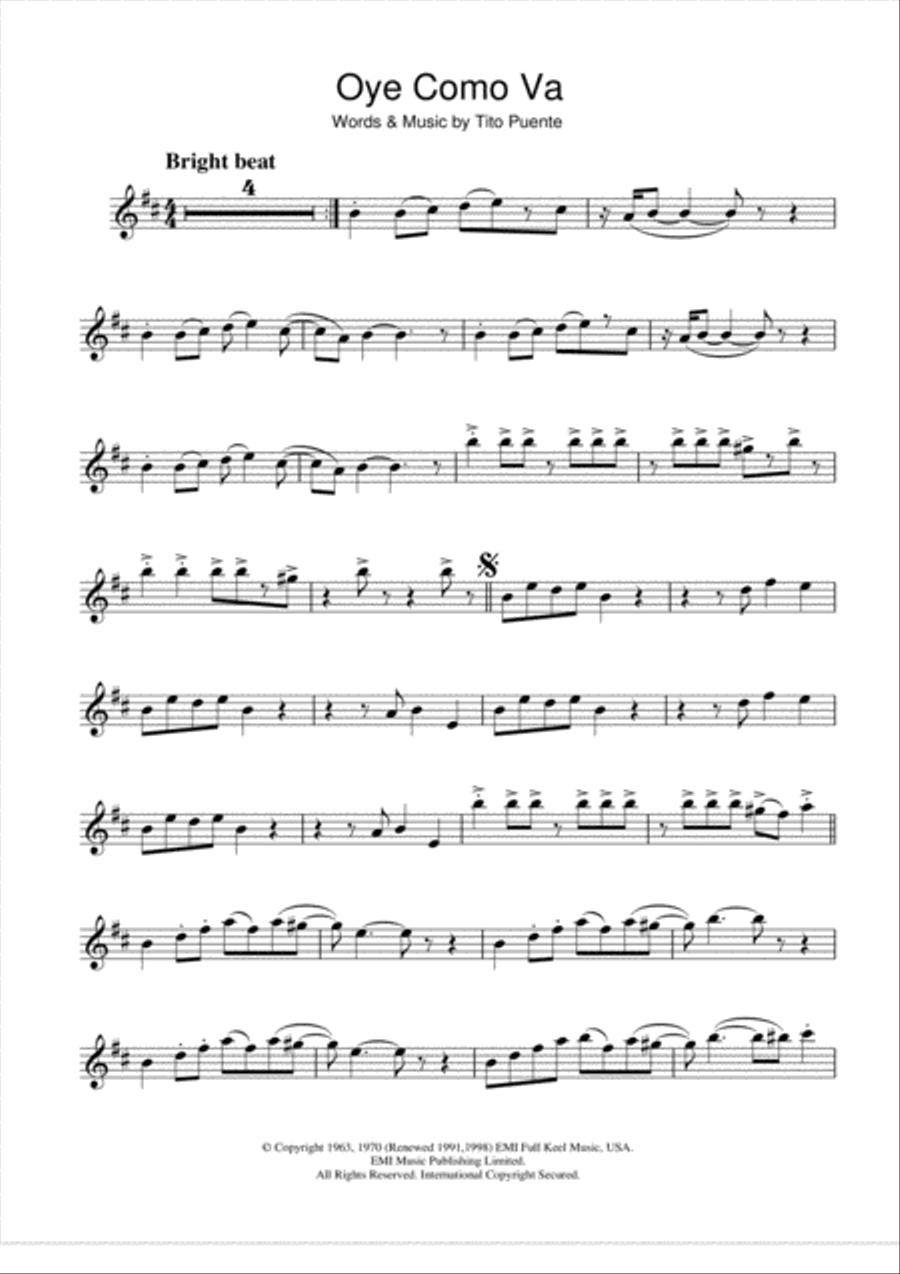 Oye Como Va Clarinet Solo scores gallery preview page 1