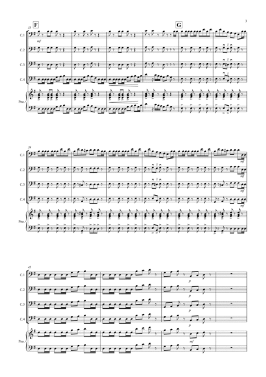 2 Classical Favourites for Cello Quartet (volume four) Cello scores gallery preview page 3