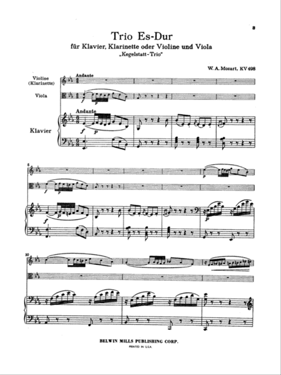 Mozart: Trio in E flat Major, 