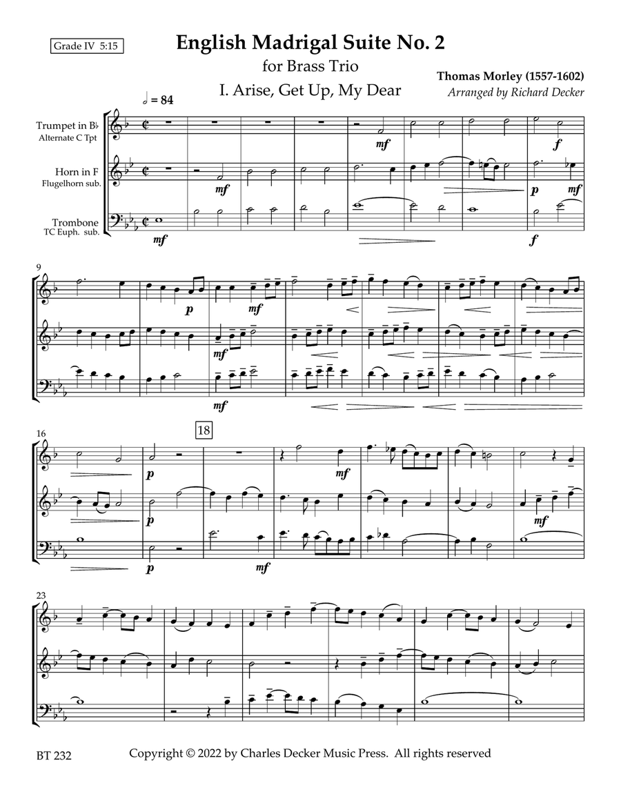English Madrigal Suite No. 2 for Brass Trio Choir scores gallery preview page 2