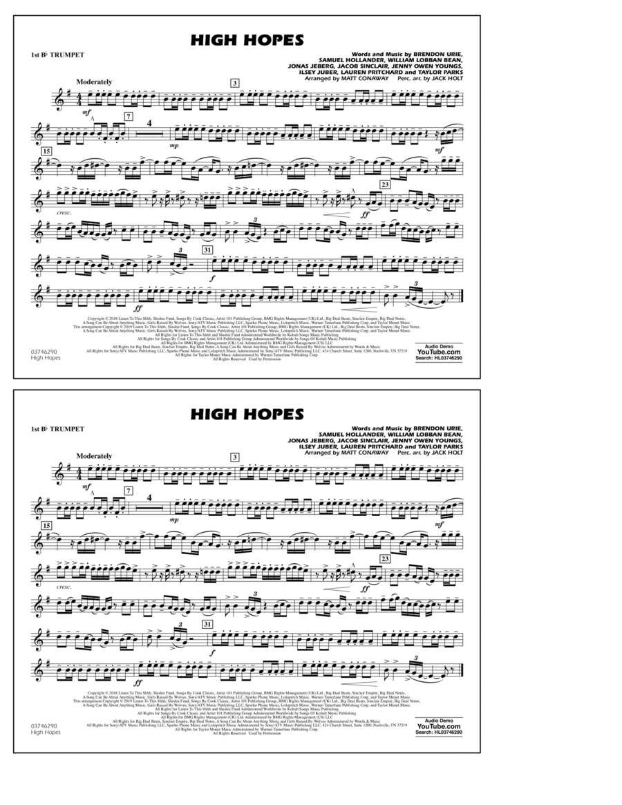 High Hopes (arr. Matt Conaway) - 1st Bb Trumpet