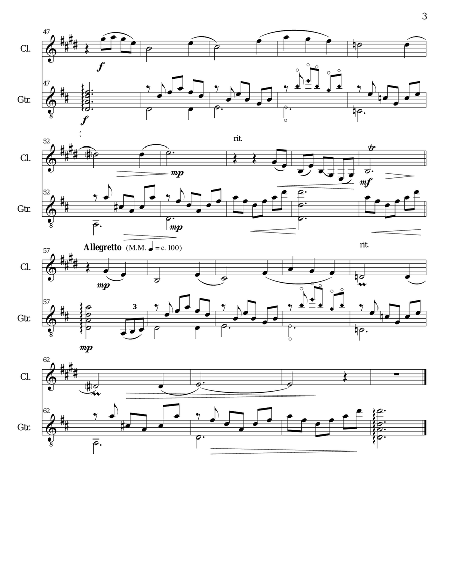 Where is heaven for clarinet and guitar Clarinet scores gallery preview page 3