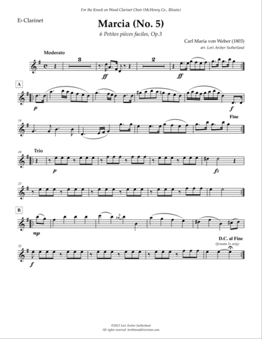 Marcia No. 5 (Op. 3) Clarinet Choir scores gallery preview page 6