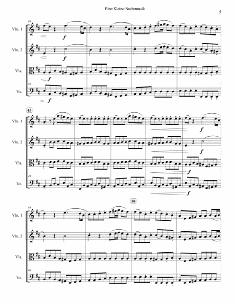 Eine Kleine Nachtmusik for String Quartet String Quartet scores gallery preview page 5
