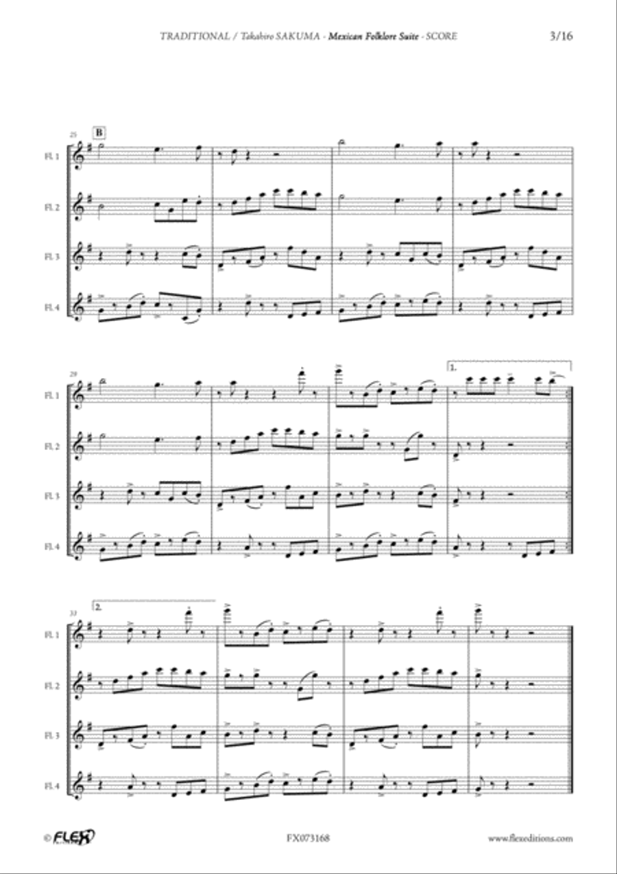 Mexican Folklore Suite Flute Quartet scores gallery preview page 4
