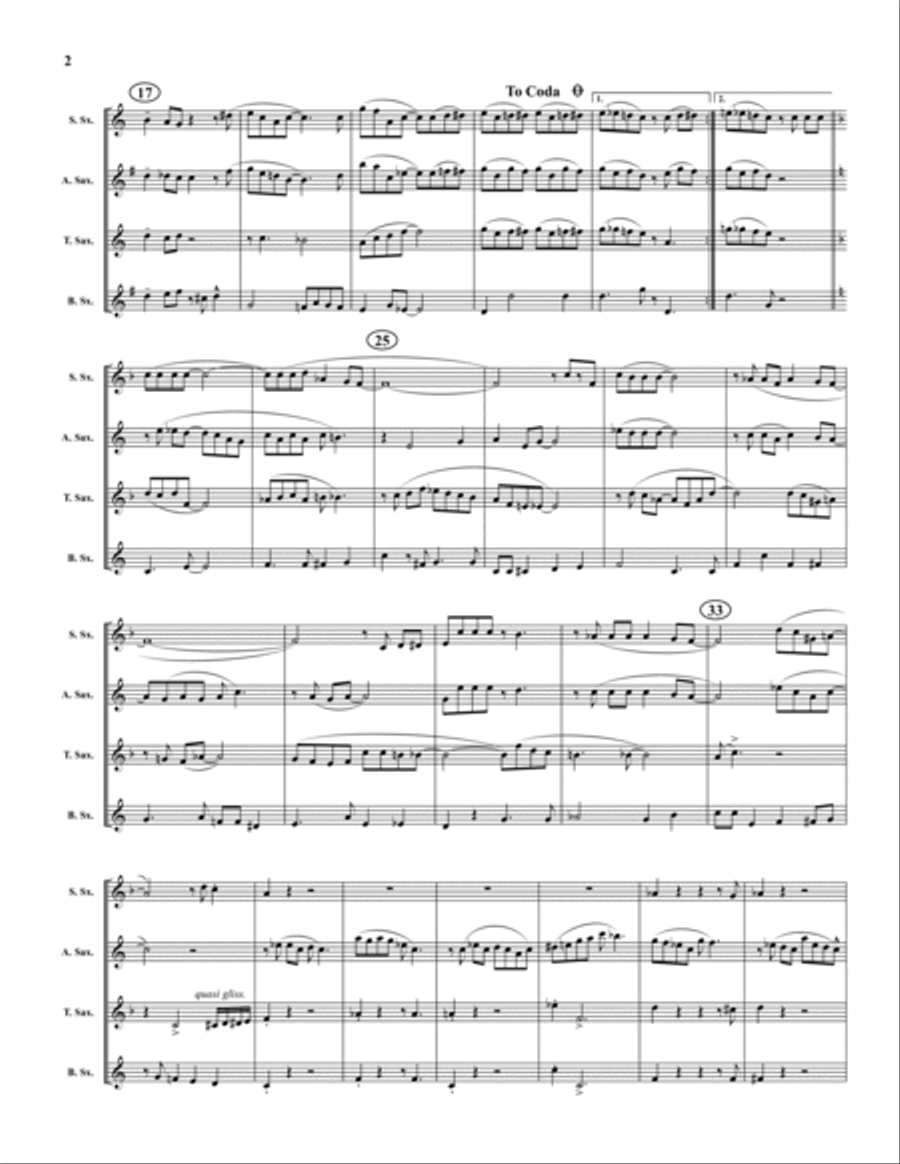 Beale Street Blues Saxophone Quartet scores gallery preview page 2
