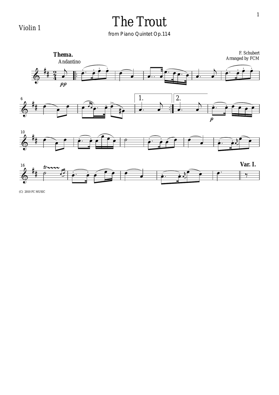 Schubert The Trout from Piano Quintet Op.114, for string quartet, CS004 String Quartet scores gallery preview page 6