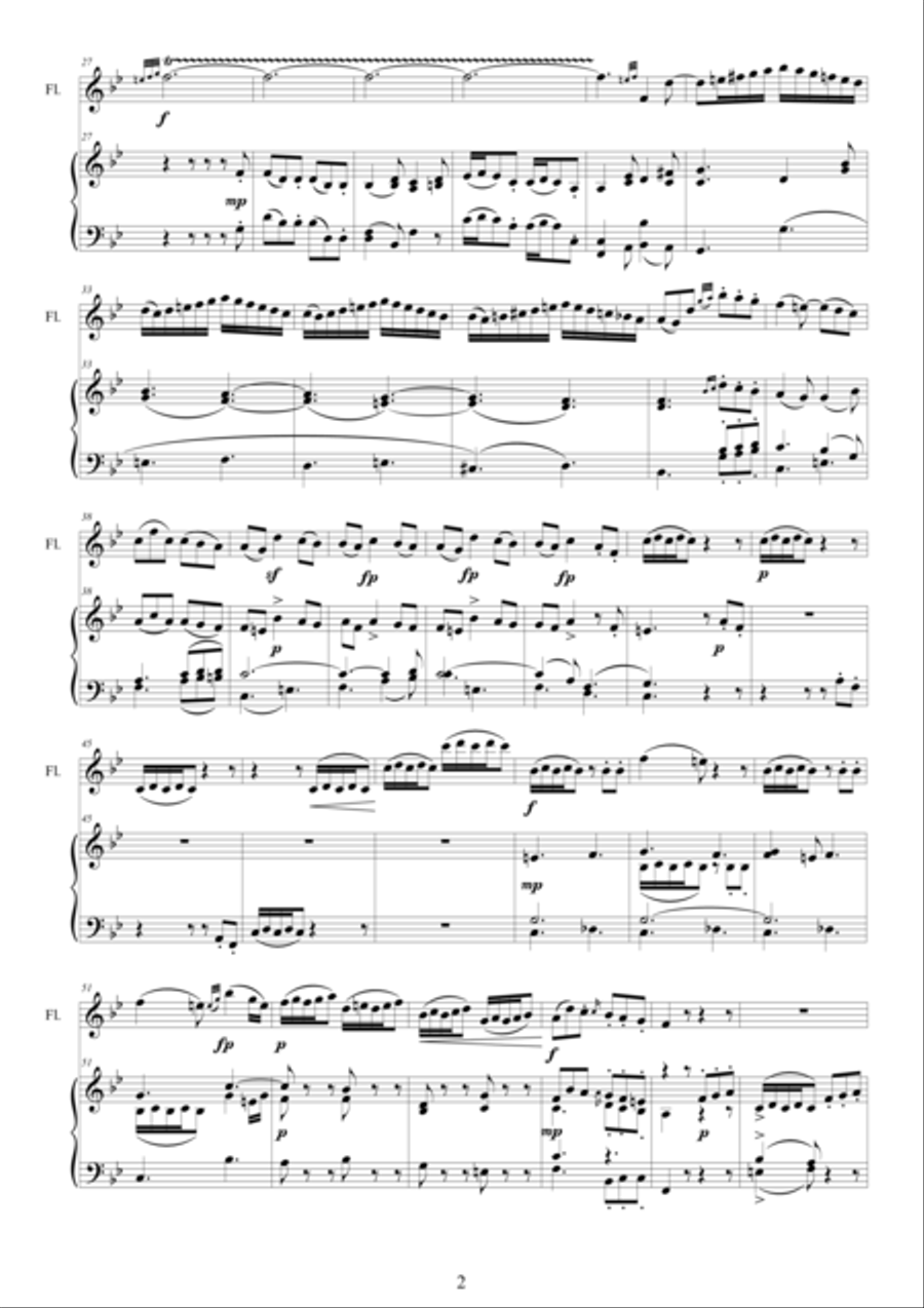 Mozart - Hunt Quartet No.17 in B flat major - Flute and piano Flute Solo scores gallery preview page 2