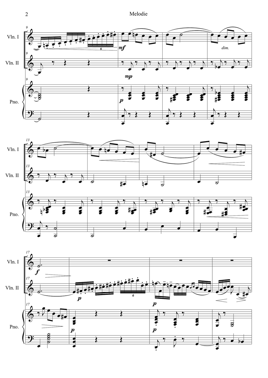 Tchaikovsky: Souvenir d'un lieu cher, Op.42 Melodie (in C) Piano Trio - Digital Sheet Music page 2
