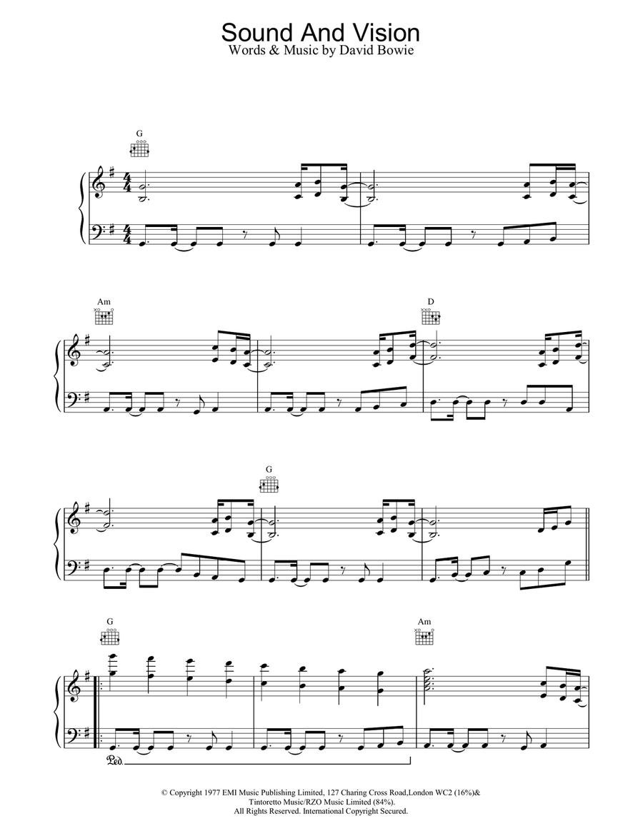 Sound And Vision Piano, Vocal, Guitar scores gallery preview page 1