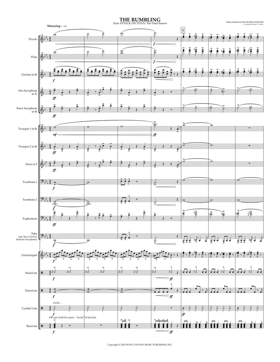 The Rumbling Marching Band scores gallery preview page 1