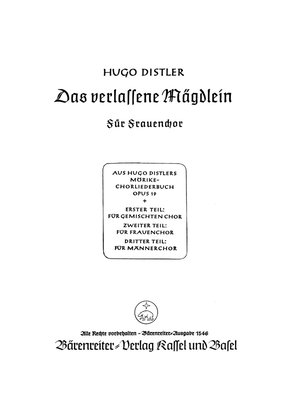 Das verlassene Magdlein (Fruh, wann die Hahne krahn), Op. 19