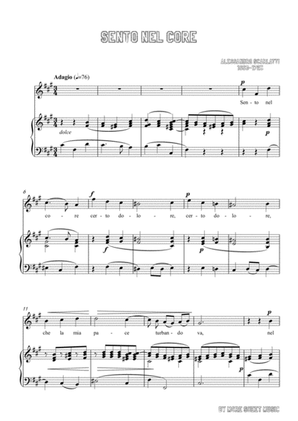 Scarlatti-Sento nel core in f sharp minor,for Voice and Piano image number null