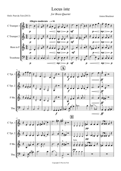 Locus iste - Anton Bruckner (Brass Quartet) image number null
