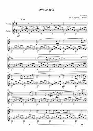 Ave Maria, Franz Schubert, For Violin & Guitar