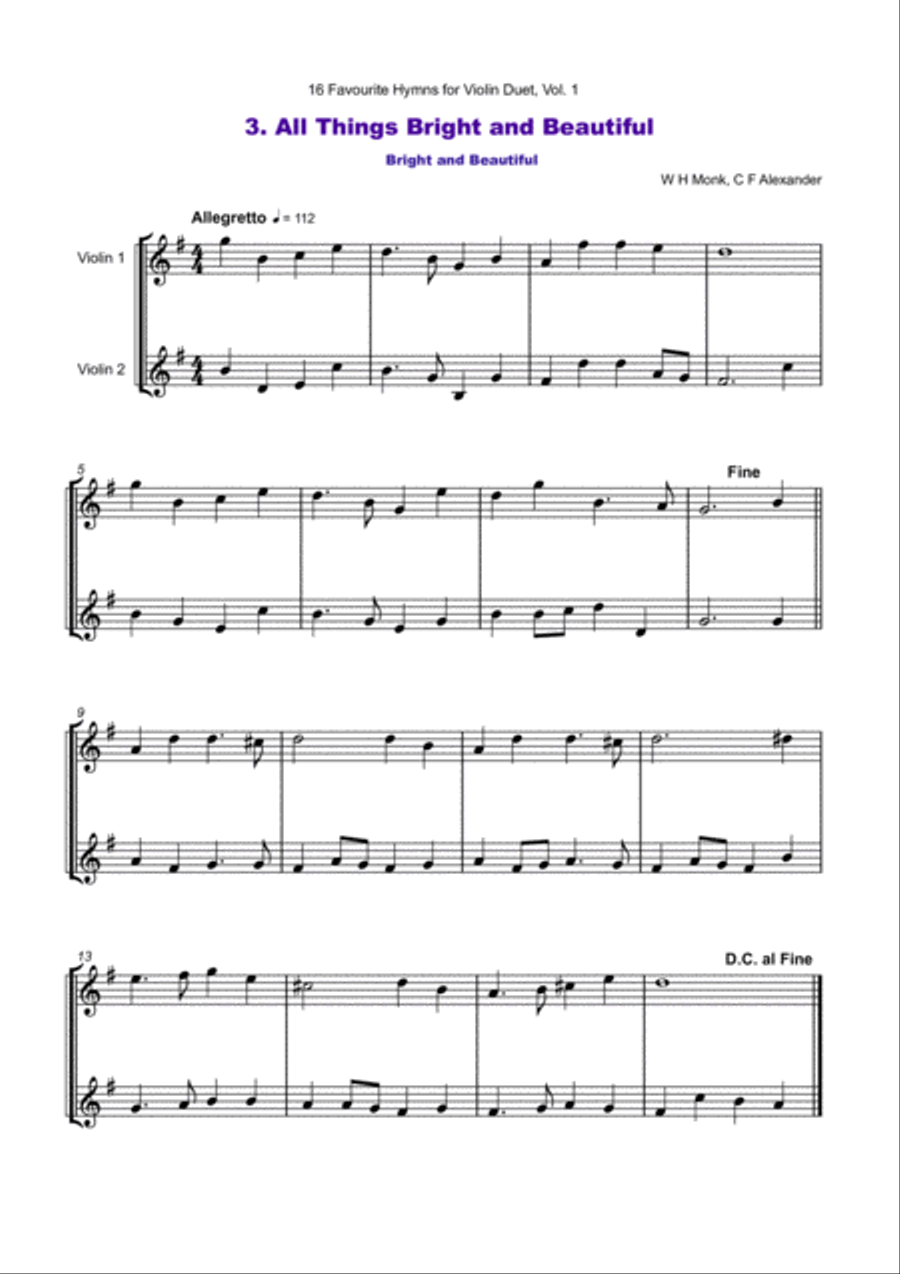 16 Favourite Hymns Vol.1 for Violin Duet String Duet scores gallery preview page 4