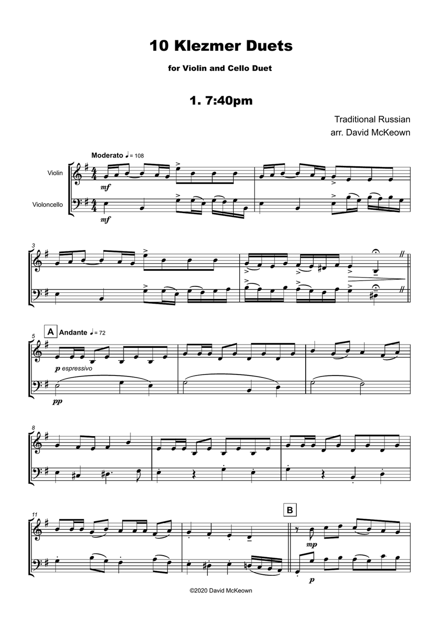 10 Klezmer Duets for Violin and Cello String Duet scores gallery preview page 3