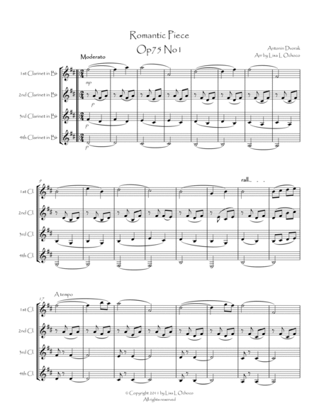 Romantic Piece Op75 No1 for Clarinet Quartet image number null