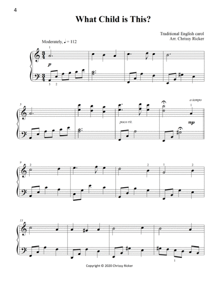 A Peaceful Christmas - 8 Lyrical Arrangements for Intermediate and Late Intermediate Pianists image number null