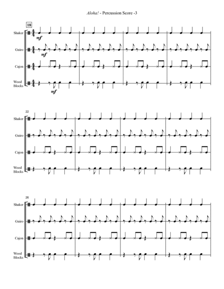 Aloha! (arr. Garrett Breeze) - Percussion Score
