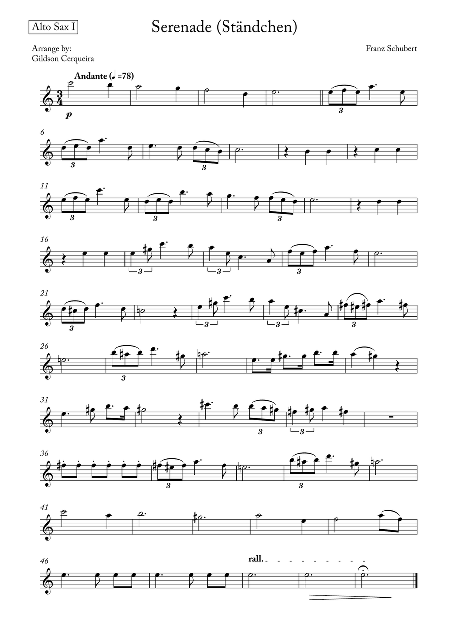 Serenade (Ständchen) Saxophone Quartet scores gallery preview page 6