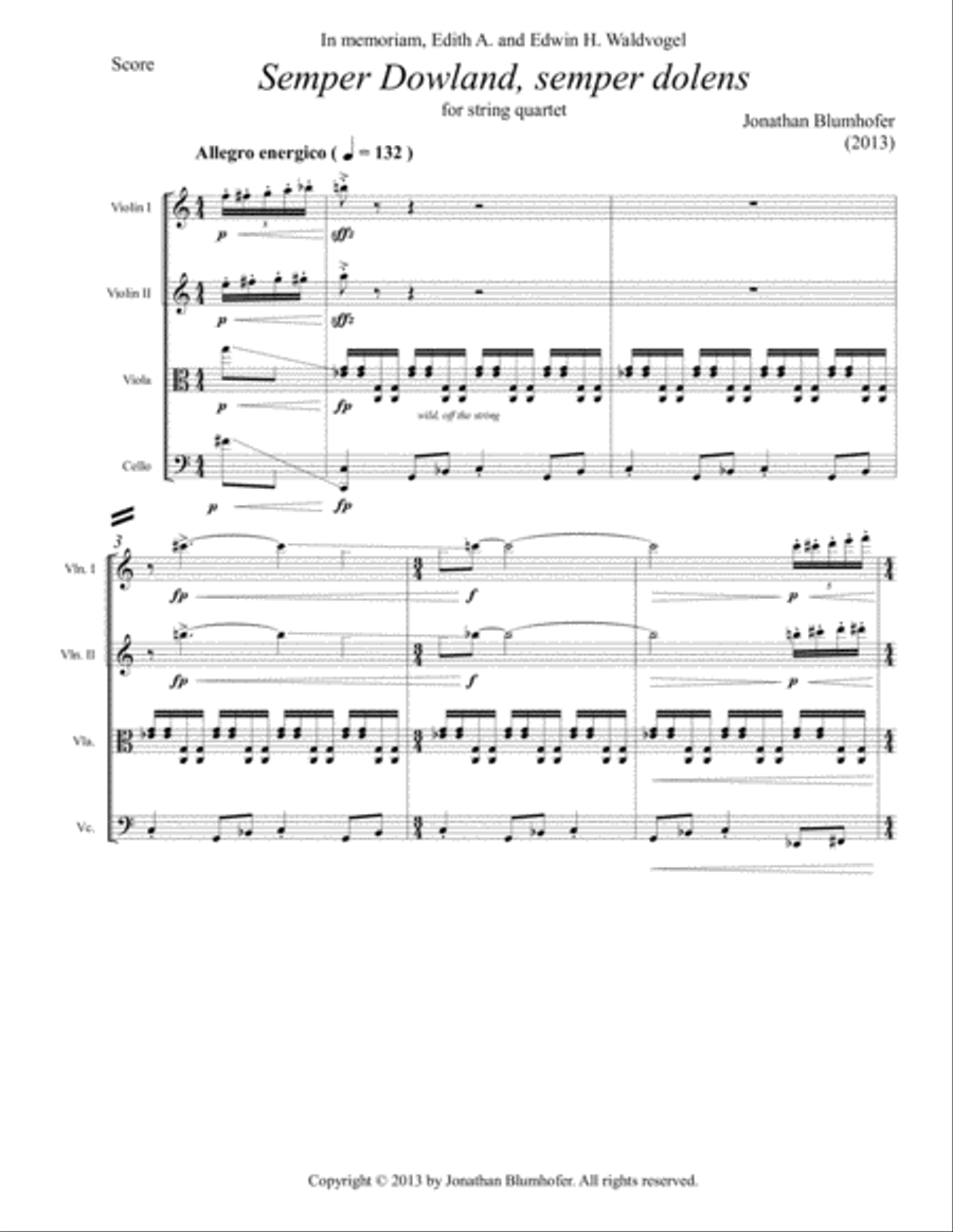 Semper Dowland, semper dolens String Quartet scores gallery preview page 3