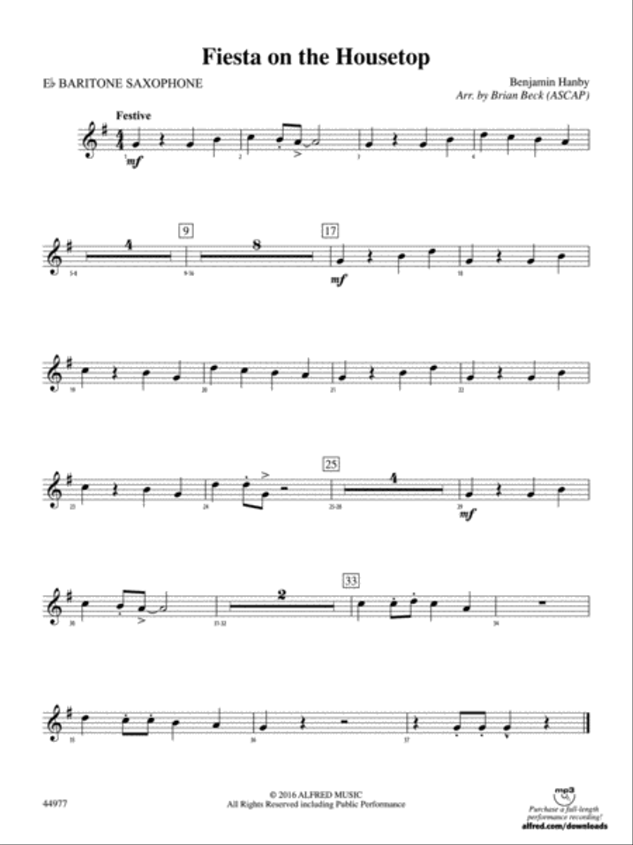 Fiesta on the Housetop: E-flat Baritone Saxophone Concert Band scores gallery preview page 1