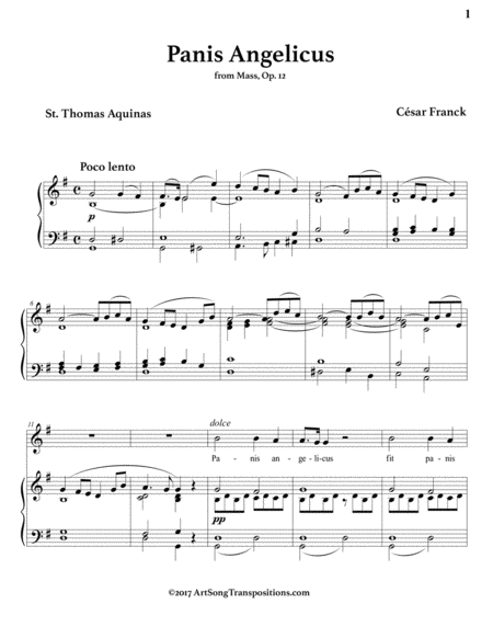 FRANCK: Panis angelicus (transposed to G major)