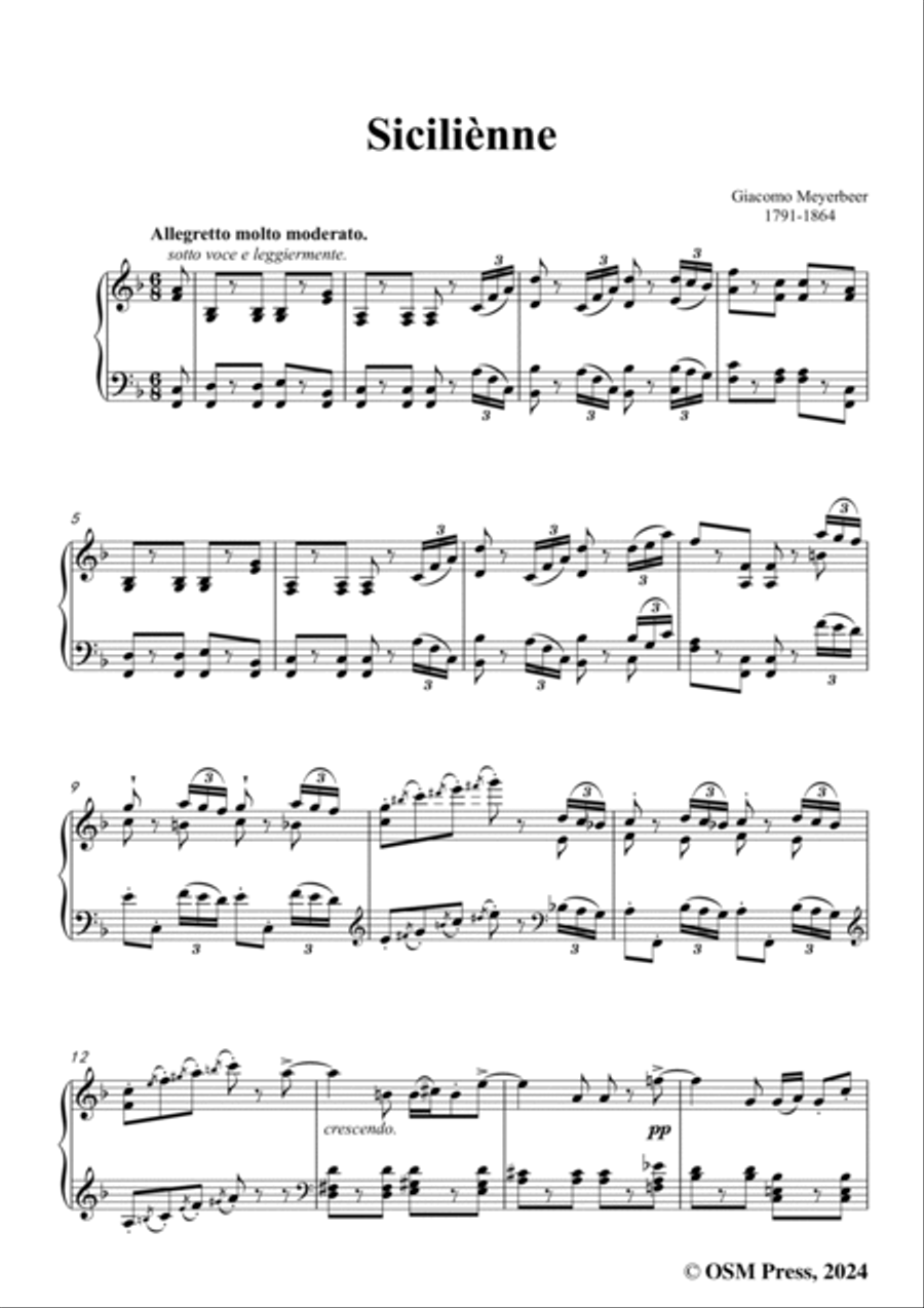 Meyerbeer-Siciliènne,in F Major Voice scores gallery preview page 3
