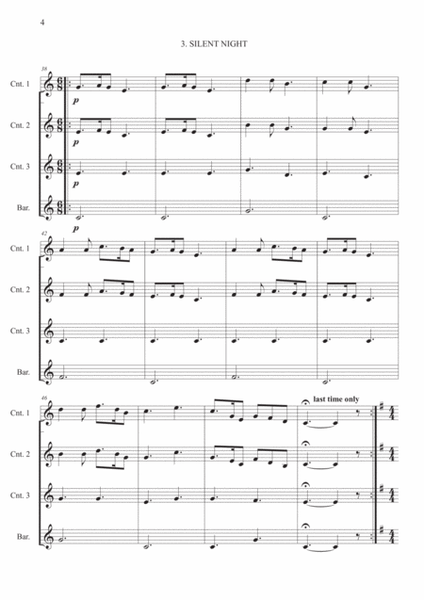 Easy Christmas carol selection - For Brass quartet. image number null
