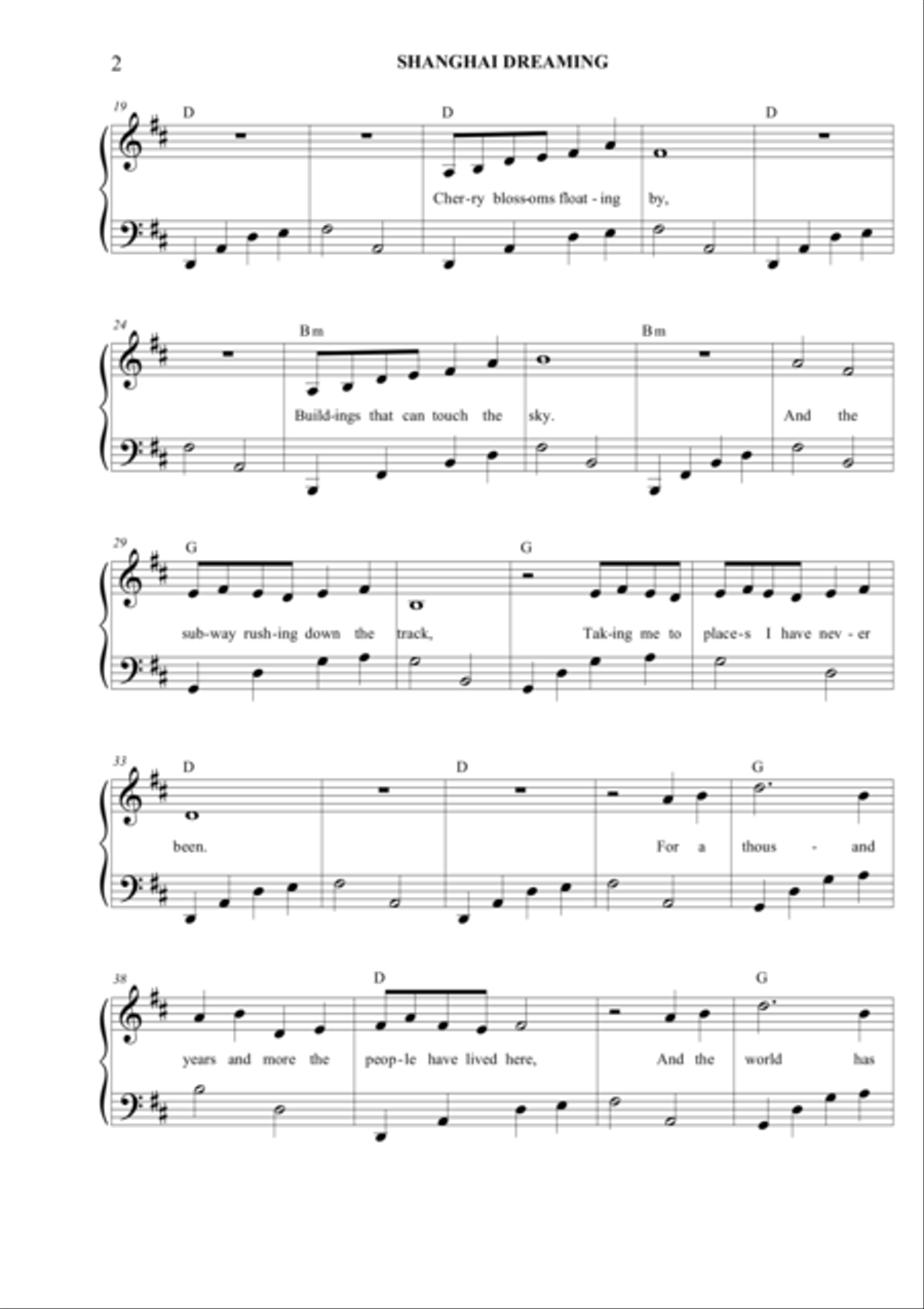 Shanghai Dreaming (by Jonathan Cox) Piano, Vocal, Guitar scores gallery preview page 2