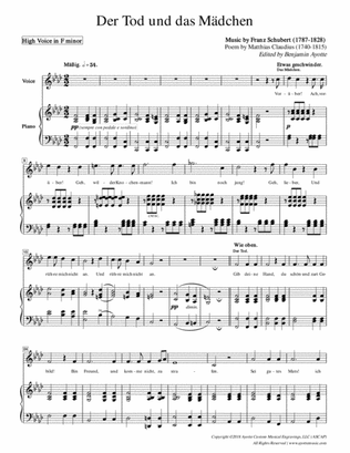 Schubert - Der Tod und das Madchen - High Voice in F minor