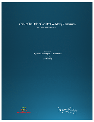 Carol of the Bells / God Rest Ye Merry Gentlemen - Violin and Orchestra (Full Score and Parts)